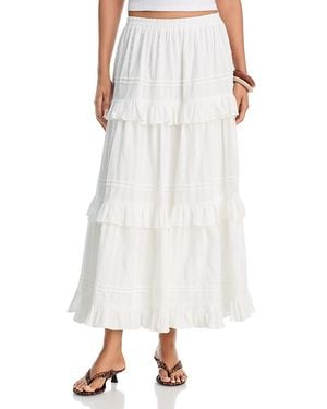 Aqua Swiss Dot Maxi Skirt - White