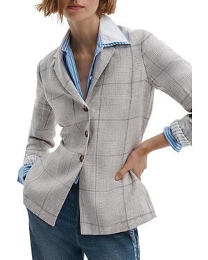 Rag & Bone Chappell Plaid Linen Blazer - Gray