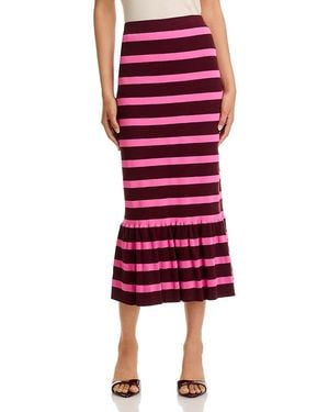 Essentiel Antwerp Iluminous Striped Knit Skirt - Red