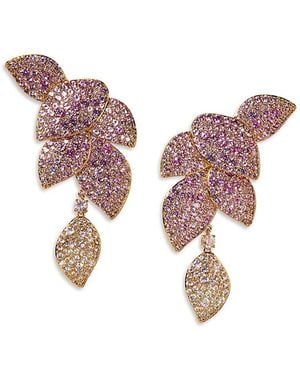 Nadri Starlet Crystal Leaf Linear Earrings - Pink