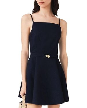 Maje Flared Dress With Straps - Blue