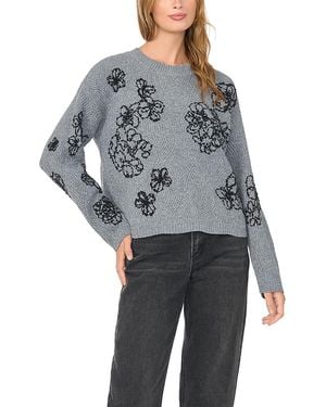 Vince Camuto Embroidered Crewneck Sweater - Gray