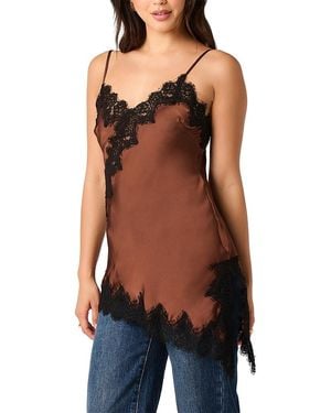 Astr Laura Lace Trim Top - Red
