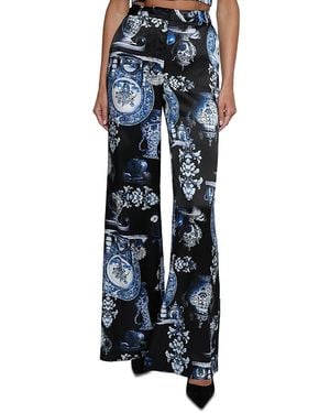L'Agence Pillar Silk Wide Leg Trousers - Blue
