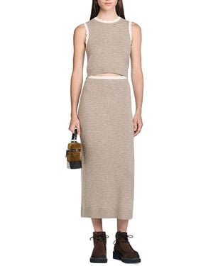 Sandro Two Tone Midi Dress - Natural