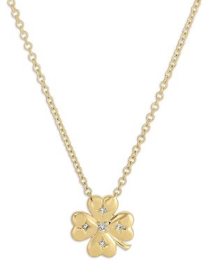 EF Collection 14K Diamond Mini Clover Pendant Necklace, 0.02 Tcw - Metallic