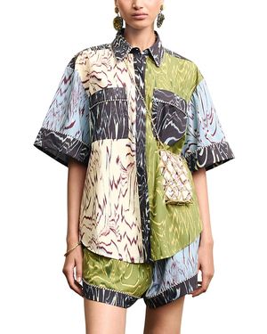 ALÉMAIS Alba Colorblocked Printed Cotton Shirt - Multicolor