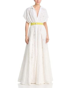 Norma Kamali Super Oversized Boyfriend Neck Shirt Flared Gown - White