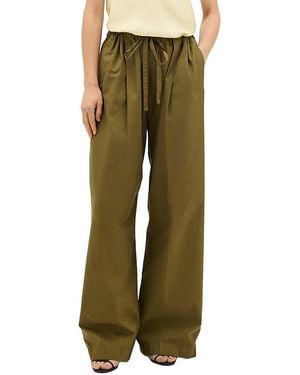 Another Tomorrow Poplin Drawcord Pant - Green