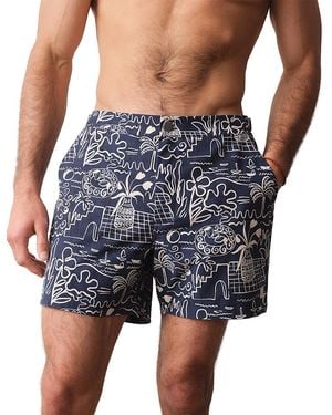 Marine Layer Tailored 5 Swim Trunks - Blue