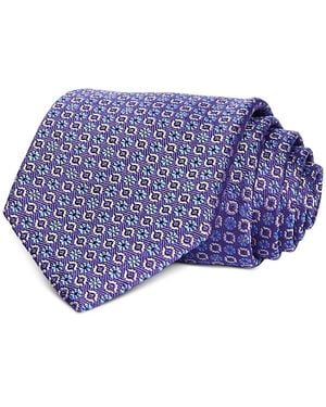 David Donahue Neat Jacquard Classic Silk Tie - Purple