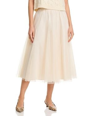 Aqua Tulle Midi Skirt - Natural