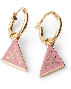Prada Enameled Metal Earrings - Pink