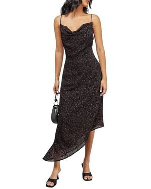 Warehouse Spot Devore Cowl Neck Maxi Dress - Black