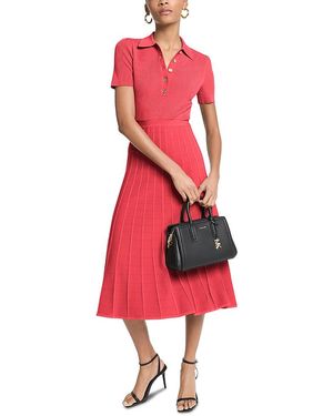 Michael Kors Fit & Flare Polo Midi Dress - Red