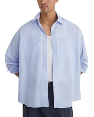 Reiss Ovante Long Sleeve Striped Overshirt - Blue