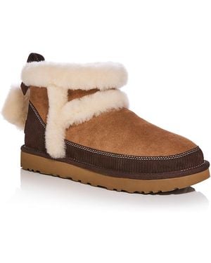 UGG Classic Mini Heritage Suede Shearling Lined Ankle Boots - Brown