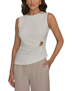 Donna Karan Gathered Sleeveless Top - White