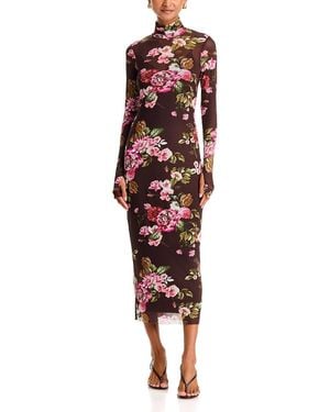 AFRM Shailene Turtleneck Mesh Midi Dress - Red