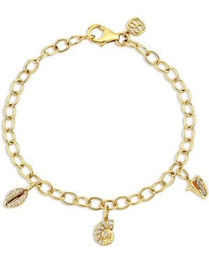 Sydney Evan 14K Diamond Seashell Charm Bracelet - Metallic