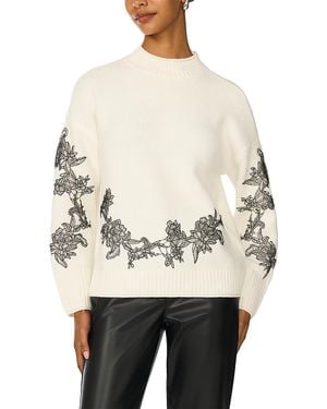 Vince Camuto Lace Applique Mock Neck Sweater - Natural