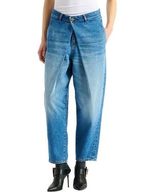 Balmain Denim Barrel-Leg Jeans - Blue