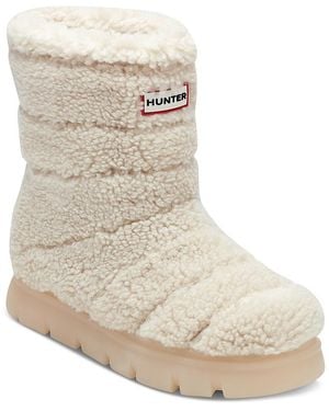 HUNTER Maran Waterproof High Pile Fleece Boot - Natural
