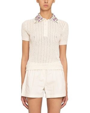Des Phemmes Des_Phemmes Short Sleeve Polo Sweater - White