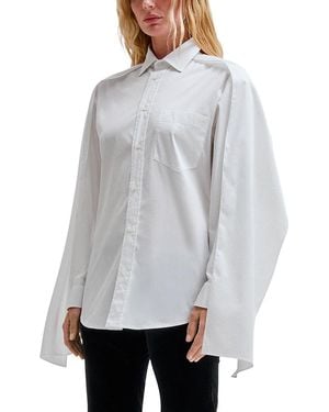 DARKPARK Scarf Overlay Button Front Shirt - Gray
