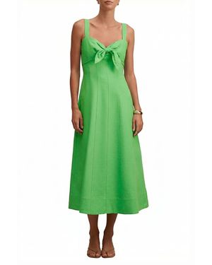 EVER NEW Kara Tie Front Linen Midi Dress - Green