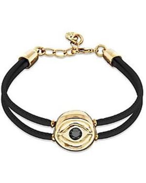 Uno De 50 Double Leather Bracelet With-Plated Eye Detail And Crystal - White