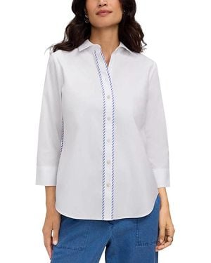 Foxcroft Marni Striped Trim Shirt - White
