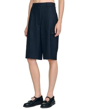 Sandro Rhinestone Pinstripe Long Shorts - Blue