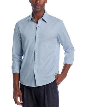 Michael Kors Dobby Dot Slim Fit Button Down Shirt - Blue