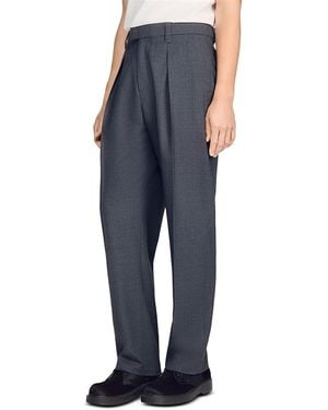 Sandro Gerard Wool Wide Leg Pants - Blue