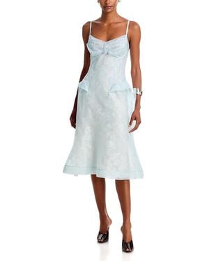 McQueen Silk Organza Lace Midi Dress - White