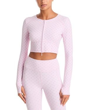 LoveShackFancy Zenelle Bow Print Zip Front Jacket - White