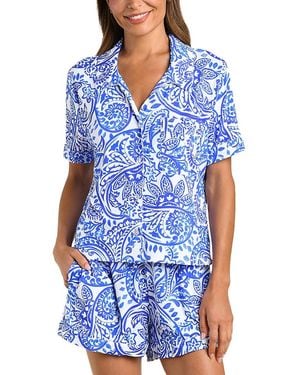 La Blanca Painted Paisley Short Pajama Set - Blue