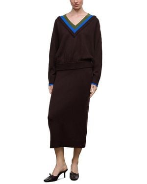 STAUD Normandy Merino Wool Midi Sweater Dress - Black