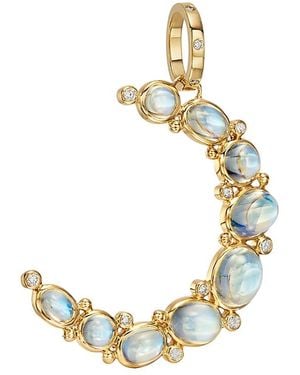 Temple St. Clair 18K Royal Bm Diamond & Moonstone Crescent Pendant - Metallic