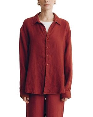 VIR VITA Cecile Oversized Linen Shirt - Red