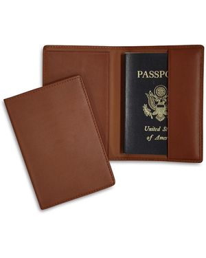 ROYCE New York Leather Rfid-Blocking Protective Passport Case - Brown