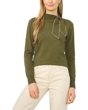 Cece Embroidered Tie Neck Sweater - Green