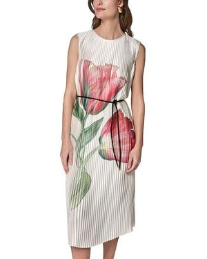 Donna Karan Pleated Floral Dress - Multicolor