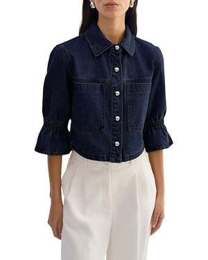 Lamarque Ruffle Sleeve Denim Jacket - Blue