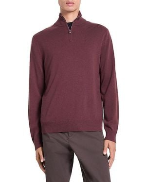 Theory Hilles Cashmere Quarter Zip Sweater - Purple