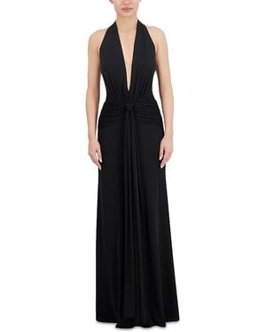 BCBGMAXAZRIA Halter Jersey Plunging Dress - Black