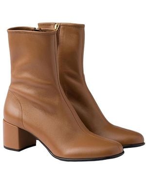 Prada Stretch Nappa Leather Booties - Brown