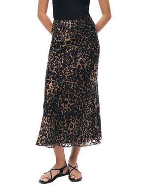Nocturne Printed Leopard Midi Skirt - Black