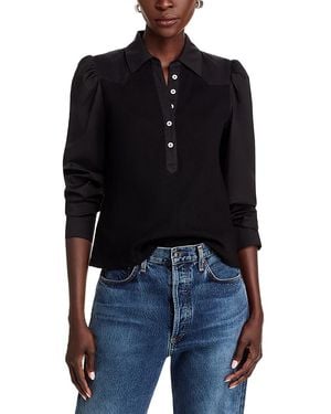 SINGLE THREAD Mixed Media Top - Black